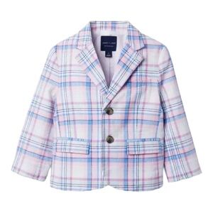 Janie & Jack MADRAS PLAID LINEN BLAZER NWOT